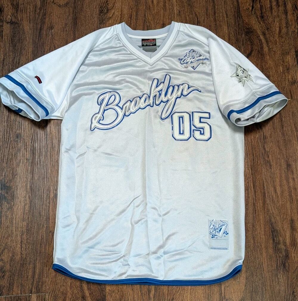 90’s FUBU City Series Collection Brooklyn 7 Jersey Silver Size Medium Vintage